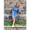Dámské polopřiléhavé šaty ADRIANA, dlouhé rukávy, kapsy, středně modrá imitace džínoviny