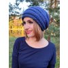 modrá ručně pletená čepice