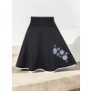 Černá půlkolová sukně HEIDY, lem, bílo-modré vločky