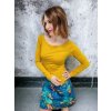 Hořčicově žluté dámské tričko LELA, dlouhé rukávy, lodičkový výstřih