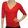 červené tričko výstřih V bavlněný materiál