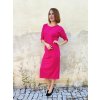 Růžové dámské šaty pod kolena MEDA, volnější střih