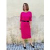 Růžové dámské šaty pod kolena MEDA, volnější střih