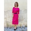 Růžové dámské šaty pod kolena MEDA, volnější střih