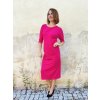 Růžové dámské šaty pod kolena MEDA, volnější střih