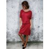 Vínově červené dámské šaty volného střihu INKA, 3/4 rukávy, Modal
