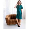 Bavlněné lahvově zelené dámské šaty volného střihu DENA BASIC