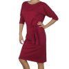 Vínově červené dámské šaty z mikinoviny MEDA, volnější střih