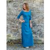 Bavlněné petrolejově modré dlouhé šaty REGINA 3/4 rukáv