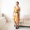 Dámské šaty MARGO, žluto oranžový designový potisk