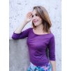 Tmavě fialové dámské tričko LELA, 3/4 rukáv, lodičkový výstřih