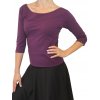 Tmavě fialové dámské tričko LELA, 3/4 rukáv, lodičkový výstřih