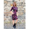 Podzimní šaty AUDREY, 3/4 rukávy, kapsy, fuchsiové listy