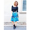 Sukně do pasu LESLIE, petrolejová s lístky