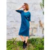 Petrolejově modré dámské šaty z mikinoviny MEDA, větvička