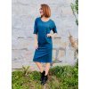Petrolejově modré dámské šaty z mikinoviny MEDA, větvička