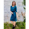 Petrolejově modré dámské šaty z mikinoviny MEDA, větvička