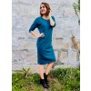 Petrolejově modré dámské šaty z mikinoviny MEDA, větvička