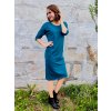 Petrolejově modré dámské šaty z mikinoviny MEDA, větvička