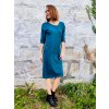 Petrolejově modré dámské šaty z mikinoviny MEDA, větvička