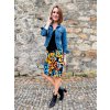 Podzimní áčková sukně LINDA, žluto modré listy