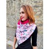Oboustranná šála na knoflík, vločky/sytě růžová