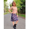 Fialová áčková sukně LINDA, šípkové růže