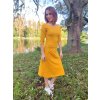 Bavlněné hořčicově žluté šaty REGINA, ke kolenům