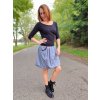 Modrá plátěná balonová sukně KATY, kapsy