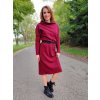 Hřejivé dámské volné šaty COLINE, copánky, vínové