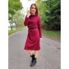 Hřejivé dámské volné šaty COLINE, copánky, vínové