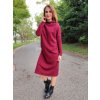 Hřejivé dámské volné šaty COLINE, copánky, vínové