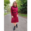 Hřejivé dámské volné šaty COLINE, copánky, vínové