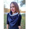 Oboustranná šála na knoflík, puntíky/ tmavě modrá