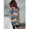 Dámské šaty TEZA, krátké rukávy, volnější balonkový střih, kapsy, jarní ptáčci