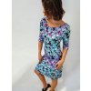 Dámské šaty LORETA, 3/4 rukávy, fialovo modré s lístky