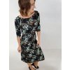 Šaty KELLY, 3/4 rukávy, černé s lístky