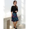 Áčková sukně ENOLA, podzim/ zima, Petrolejové a fuchsiové květy