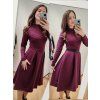 elegantní šaty dlouhý rukáv bordo