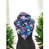 Oboustranná šála na knoflíky, Navy květy/ lila