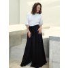 zavinovací černá kalhotová sukně outfit