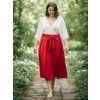 kalhotová sukně midi červená dámská na postavě