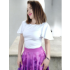 bílé dámské tričko s volánovým rukávem outfit