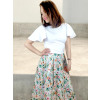 květinová sukně Leslie len outfit modelka