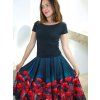 kolová sukně SERENA černá s máky