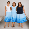 sukně na modelce velikosti XS, na modelce velikosti M a na plus size modelce