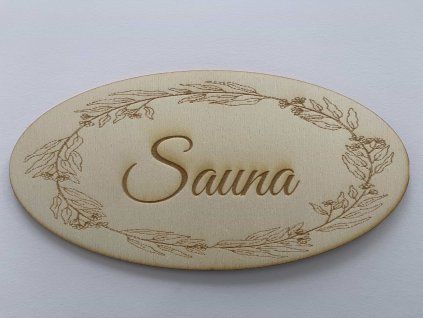 Drevená ceduľa SAUNA