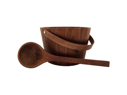 Saunové vědro dřevěné hnědé sada s naběračkou 5 l