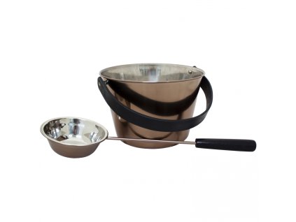 Saunové vědro ocelové kouřově šedé sada s naběračkou 5 l