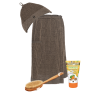 Pánský saunový set – kilt, čepice, kartáč na tělo a saunový med 1